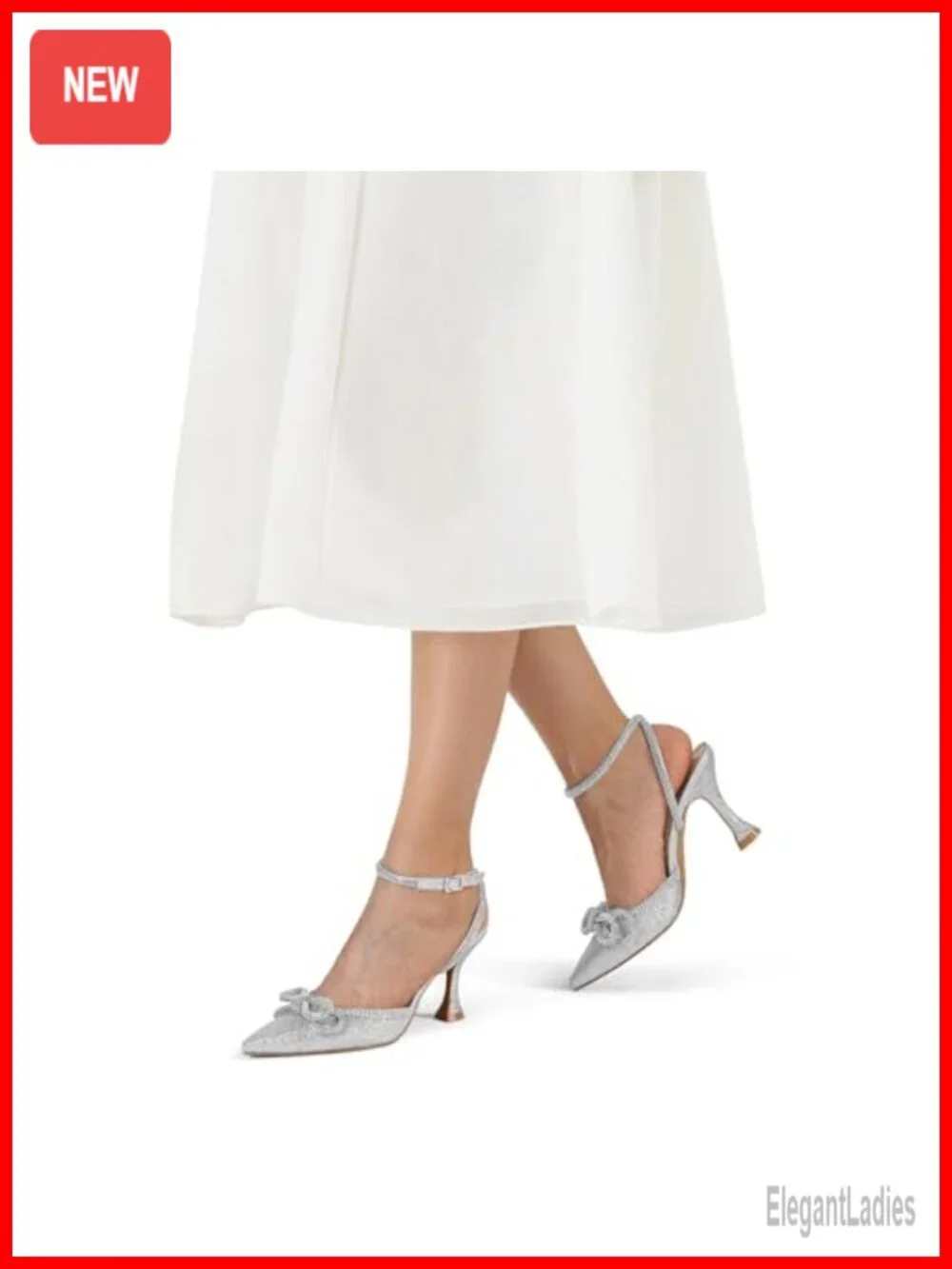 Rhinestone Bow Kitten Heels, Pointed Toe Ankle Strap Pumps Wedding Shoes
